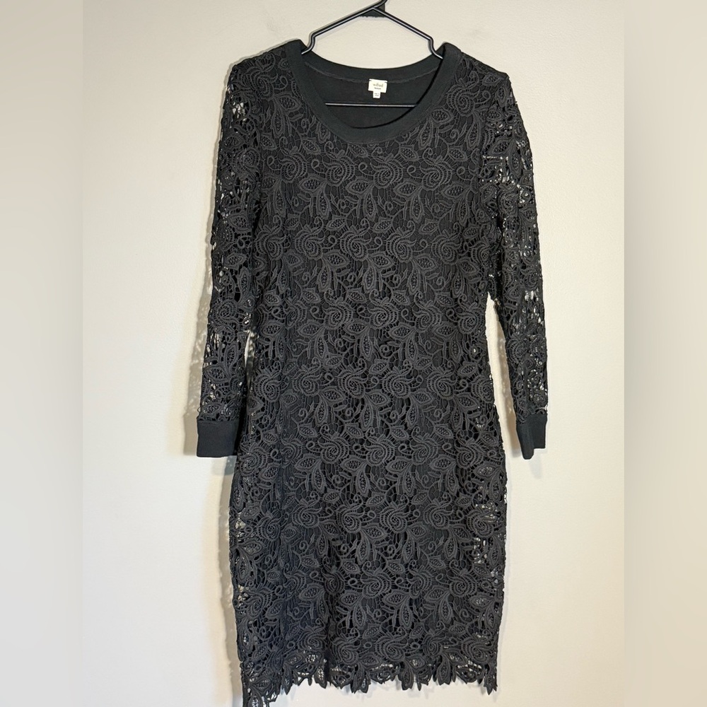 Wilfred Black Lace Long Sleeve Dress (Size M) Aritzia